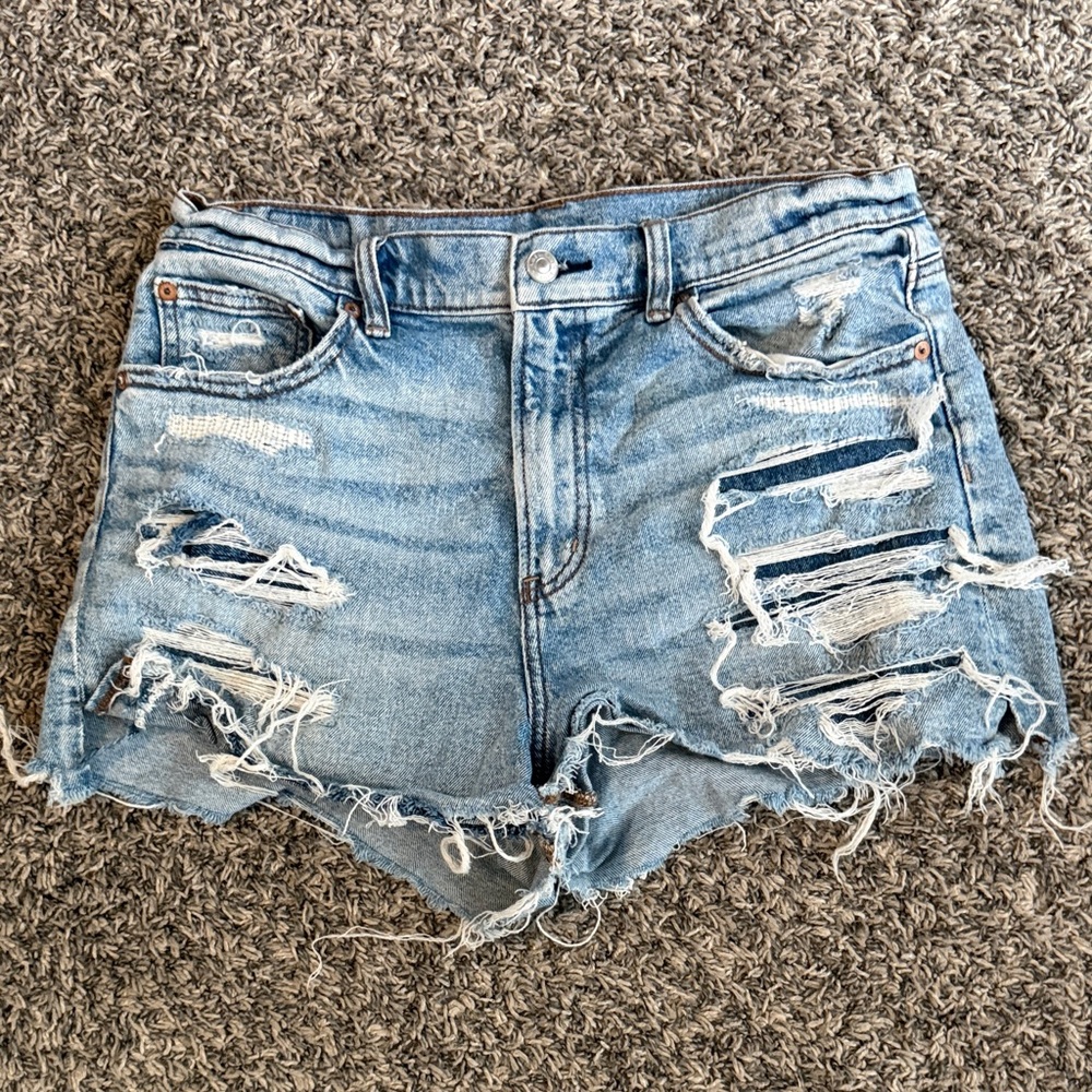 American Eagle Outfitters Light Blue Distressed Jean Shorts